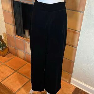 Zara Black Velvet Side Zip Wide Leg Pants, L
